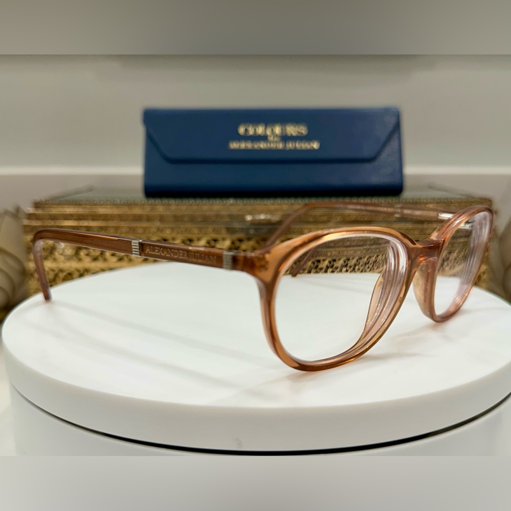 Alexander Julian - Colours - Whipcord - Amber Rx Eyeglass Frames, Euc W/ Aj Case